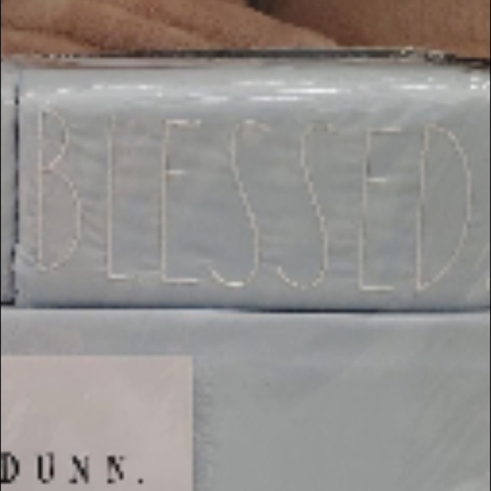 Rae Dunn BLESSED Lt Blue Sheet Set - Queen or King
